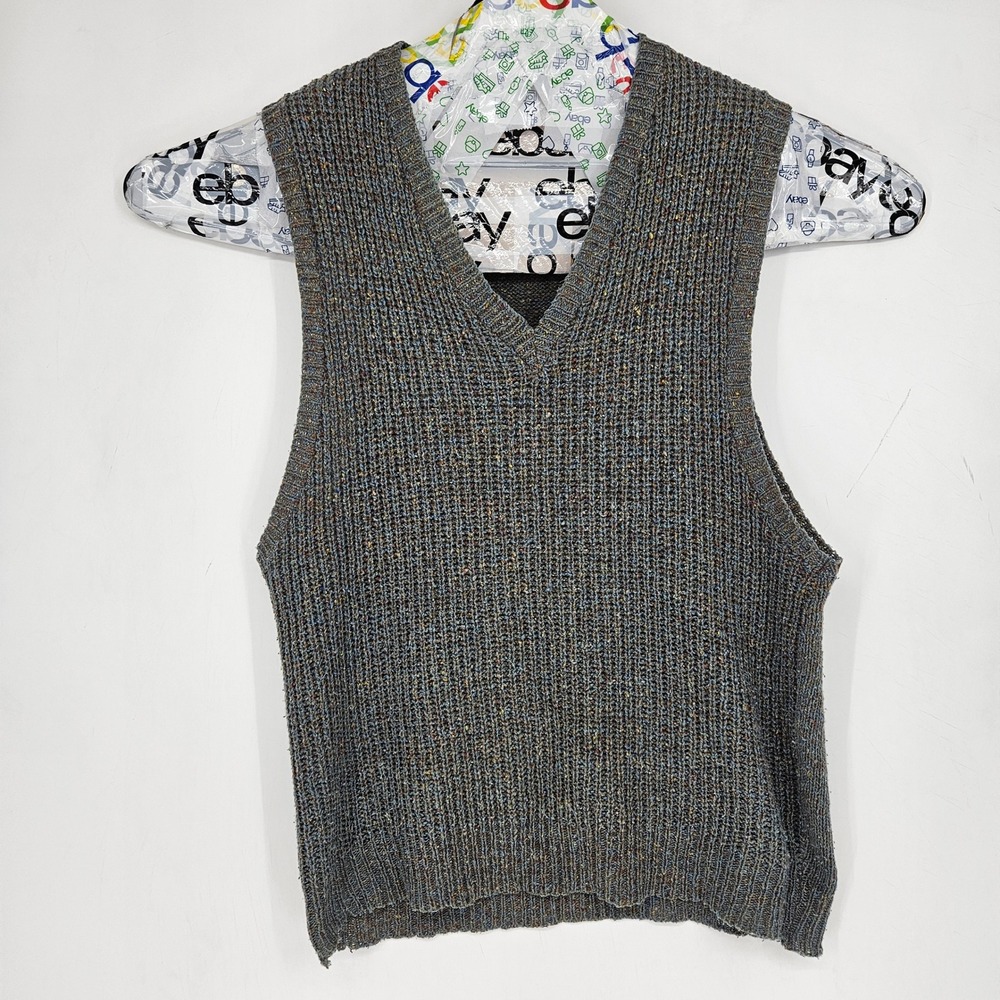 Vintage Banana Republic Vest Mens Medium Wool Blend‎ Gray Preppy Grandpa Core